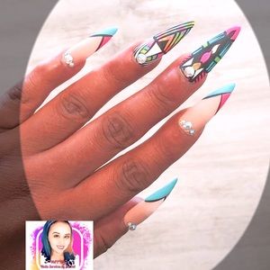 Unique-Hand made designed/pointy-press on Nails!